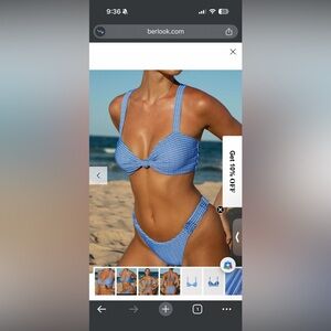 Stylish Blue Checkered Bikini Set